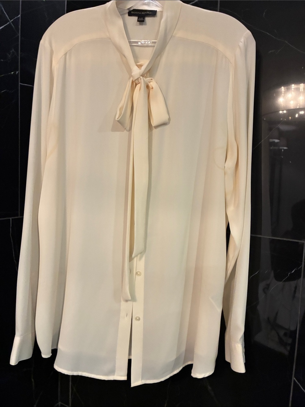 Banana Republic Cream Tie-Neck Blouse
